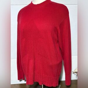 Elisabeth by Liz Claiborne Vintage 3X womens red sweater w/christmas tree.